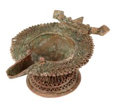 Brass Oil Lamp Tribal Culture Indian Handmade Showpiece