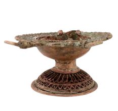 Brass Oil Lamp Tribal Culture Indian Handmade Showpiece