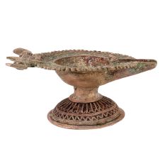 Brass Oil Lamp Tribal Culture Indian Handmade Showpiece