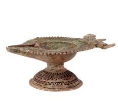 Brass Oil Lamp Tribal Culture Indian Handmade Showpiece
