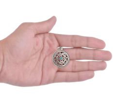 92.5 Sterling Silver Mandala Pendant Lapis Lazuli Geometric Design Pendant Necklace