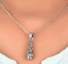 92.5 Sterling Silver Pendant Floral Enameled Oxidized Jewellery Pendant