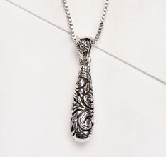 92.5 Sterling Silver Pendant Floral Enameled Oxidized Jewellery Pendant