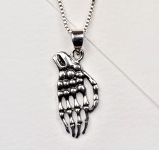 92.5 Sterling Silver Skeleton Hand Skull Men's Pendant And Charms