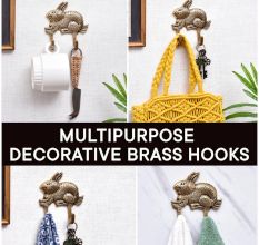 Golden Brass Bunny Rabbit Textured 2 Wall Hook