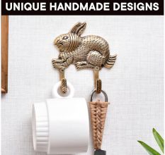 Golden Brass Bunny Rabbit Textured 2 Wall Hook