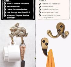 Golden Brass Bunny Rabbit Textured 2 Wall Hook