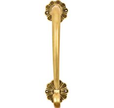 Classic Brass Door Handle Smooth With Floral Curved End