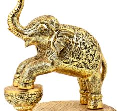 Tall  Artistic Oil Lamp With Elephant Peacock Figurines Leaves and Ghungroos