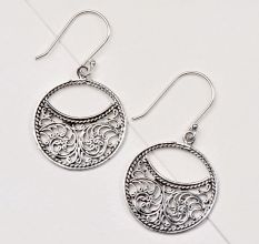 92.5 Sterling Silver Earrings Filigree Cut-out Disc Earrings