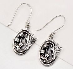 92.5 Sterling Silver Earrings Bird on Branch Earrings