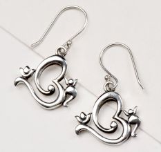 92.5 Sterling Silver Earrings Om Ganesh Drop Dangle Earrings