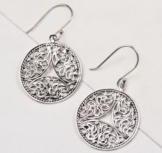 92.5 Sterling Silver Earrings Scroll Work Perfect Round Dangle Earrings