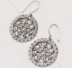 92.5 Sterling Silver Earrings Dot and Scroll Dangle Earrings