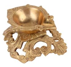 Brass oil Lamp Festival Diya On Raised Engraved Design