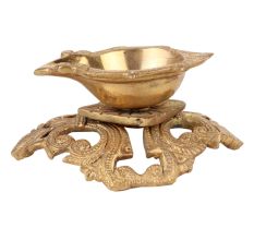 Brass oil Lamp Festival Diya On Raised Engraved Design