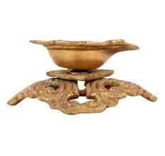 Brass oil Lamp Festival Diya On Raised Engraved Design