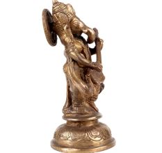 Brass Standing Ganesha Statue Playing The Veena