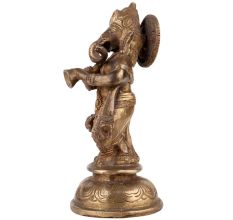 Standing Brass Ganesha Statue Playing Shahnai Decorative Showpiece