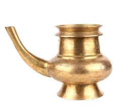 Golden Brass Kindi Water Pot With A Curved Spout