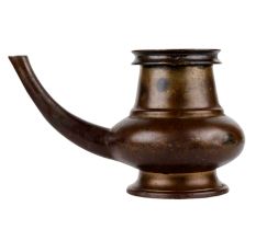 Brass Water Pot With A Long Stout With Patina Finish