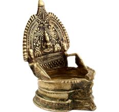 Handmade Brass Oil lamp Engraved Design Indian Pooja Lamp