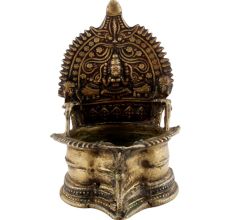 Golden Brass Oil Lamp Pooja Home Temple Diya Lamp