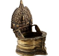 Golden Brass Oil Lamp Pooja Home Temple Diya Lamp