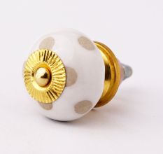 White Etched Ceramic Knob 45