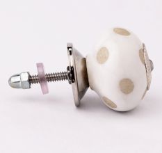 White Etched Ceramic Knob 45