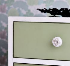 White Etched Ceramic Knob 45