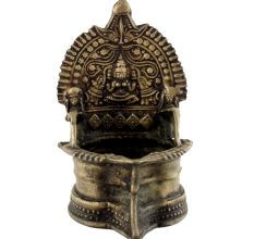 Golden Brass Oil Lamp (Deepak) Hindu Festival Diya 