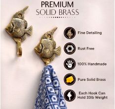 Small  Brass Fish Wall Coat Hook With Engraved Design