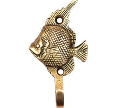 Small  Brass Fish Wall Coat Hook With Engraved Design