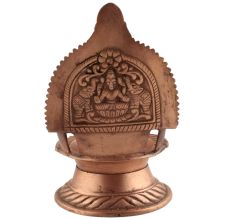 Hindu Laxmi Ashtadhatu Oil Lamp Ethnic Ritual Oil Lamp