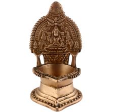 Small Ashtadhatu Oil Lamp with Lakshmi Motif
