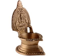 Small Ashtadhatu Oil Lamp with Lakshmi Motif
