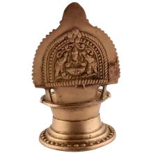 Small Ashtadhatu Oil Lamp with Lakshmi Motif