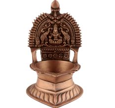 Ashtadhatu Oil Lamp Single Wick Goddess Lakshmi On Back Diya