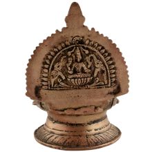 Indian Brass Oil Lamp Engraved Goddesss On Back 
