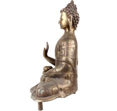 Brass Meditating Blessing Buddha With Kalash In One Hand