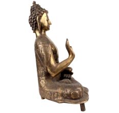 Brass Meditating Blessing Buddha With Kalash In One Hand