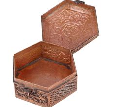 Copper Storage Box Embossed Six Sided Handmade Box