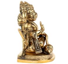 Handmade Panchmukhi Sitting Brass Hanuman Statue