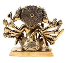 Handmade Panchmukhi Sitting Brass Hanuman Statue