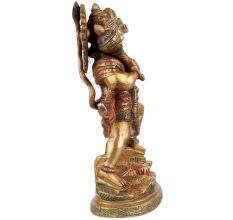 Brass Hanuman Worship Statue Holding Dronagiri Mountain