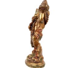 Brass Hanuman Worship Statue Holding Dronagiri Mountain