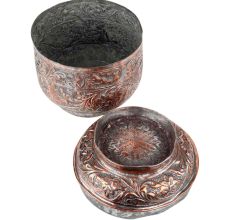 Handmade Broad Copper Canister Repousse Storage Box With Lid