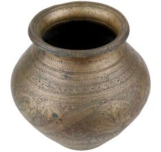 Finely Carved Brass Pot For Hindu Ceremonies