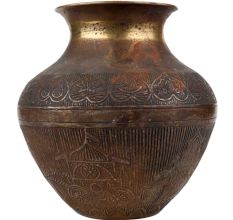 Engraved Brass Water Pot With King Riding An Elephant Chariot